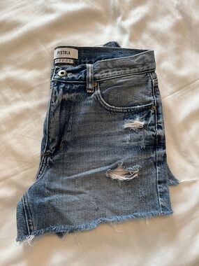 pistola faded blue distressed denim shorts size 27